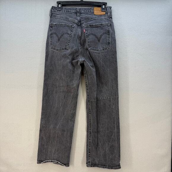 Levi's Jeans Women's 29 (8) Black Ribcage Straight Ankle Button Fly Big E VTG - Picture 2 of 14